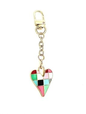 Gold-Tone Multicolor Mosaic Heart Keychain - Women Accessories